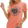 Women T Shirts Short Sleeve Tees Sunflower Graphic Loose Tops