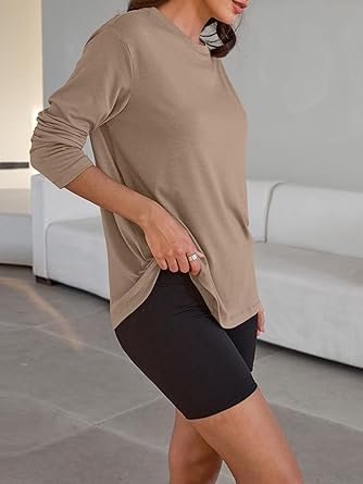 Womens Oversized Long Sleeve T Shirts 2025 Basic Crewneck Tee Fall Tops Casual Workout Y2K Clothes