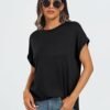 Womens Tops Oversized Short Sleeve Business Casual T Shirts Trendy Fashion Clothes