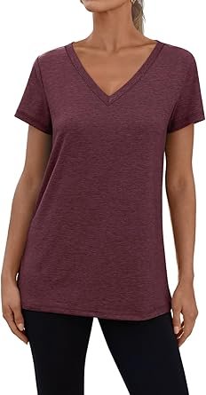 3 Pack V Neck T Shirts for Women Short Sleeve Tshirts