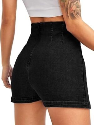 Women Casual Split Hem High Waist Denim Skorts Skirt Shorts