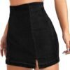 Women Casual Split Hem High Waist Denim Skorts Skirt Shorts