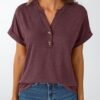Women Short Sleeve Shirts Henley Dressy Casual