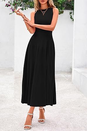 Casual Dresses for Business Work Midi Sleeveless A Line Pleated Cocktail Dress