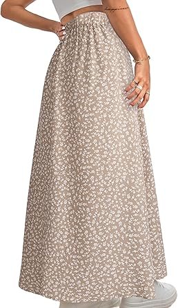 Women Boho Floral Slit Maxi Skirt Split Thigh High Waisted Long Sexy Skirt