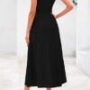 Casual Dresses for Business Work Midi Sleeveless A Line Pleated Cocktail Dress