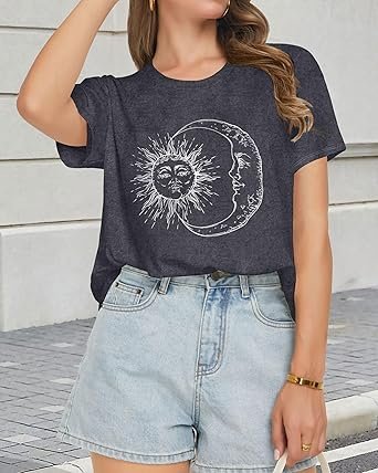 T Shirts for Women Short Sleeve Crewneck Casual Cute Graphic Basic Tees Tops