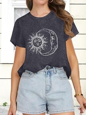 T Shirts for Women Short Sleeve Crewneck Casual Cute Graphic Basic Tees Tops