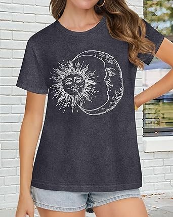 T Shirts for Women Short Sleeve Crewneck Casual Cute Graphic Basic Tees Tops